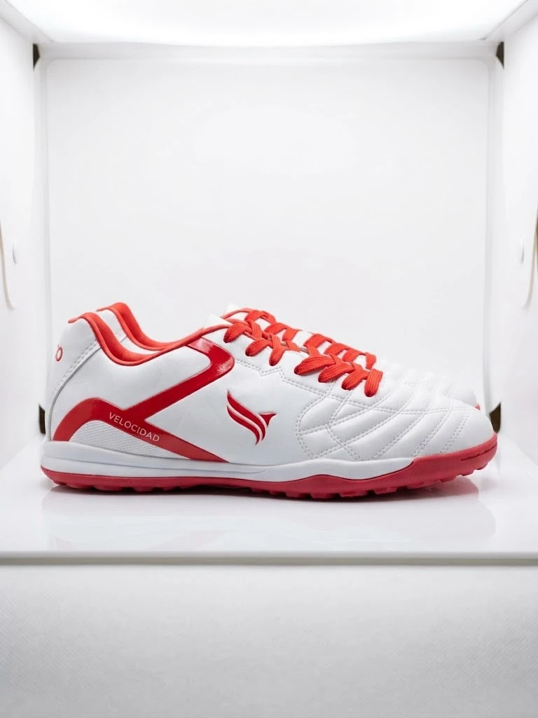 White Red Turf Football Shoes
