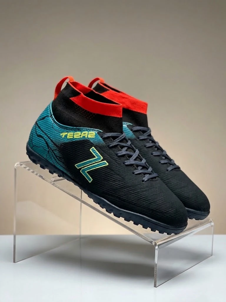 Black Teal High Top Turf Shoes